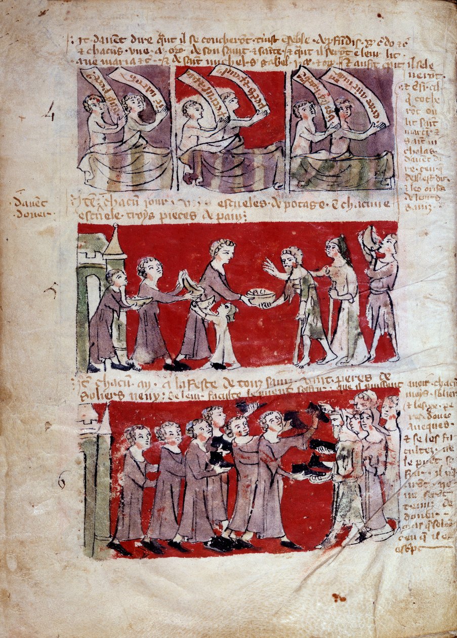 Scène uit het studentenleven aan het Hubant College of Ave Maria in Parijs. Manuscriptpagina 
