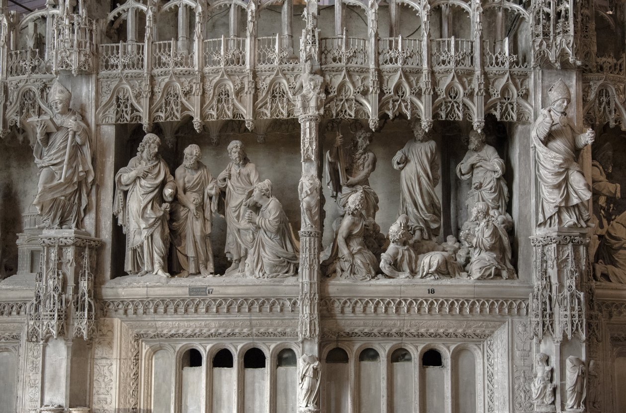 Scène van het koor van de kathedraal van Chartres: transfiguratie, Jezus en de Kanaänitische vrouw door French School