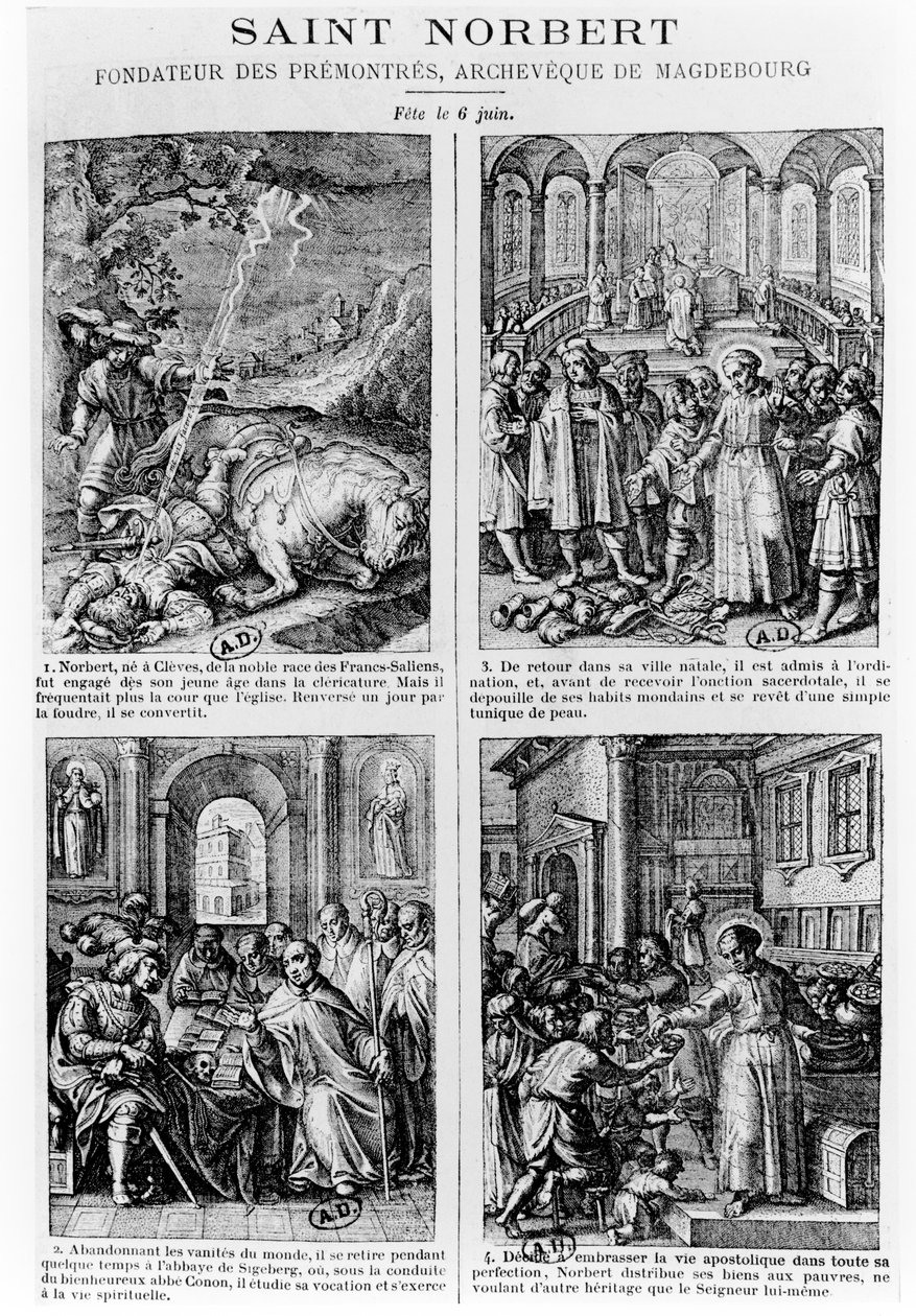 Scènes uit het leven van Sint Norbert, stichter van de Premonstratenzer orde van reguliere kanunniken door French School