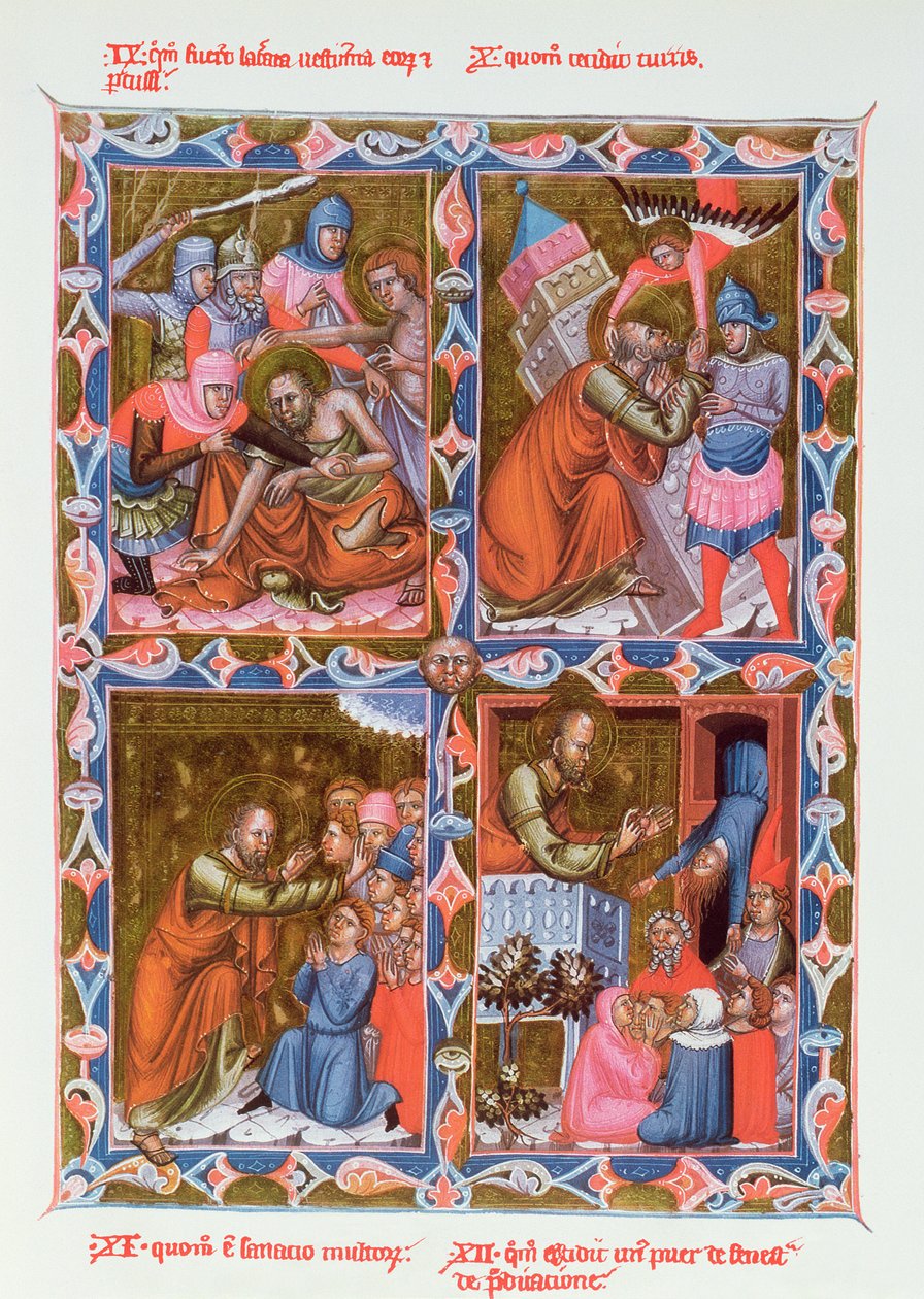 Scènes uit het leven van Sint Paulus, facsimile van een 15e-eeuws manuscript van de Legendaire des Anjou-Hongrie, school van Bologna door French School