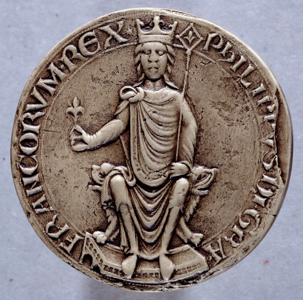 Zegel van koning Filips II genaamd Filips Augustus (1165-1223) 13e eeuw door French School