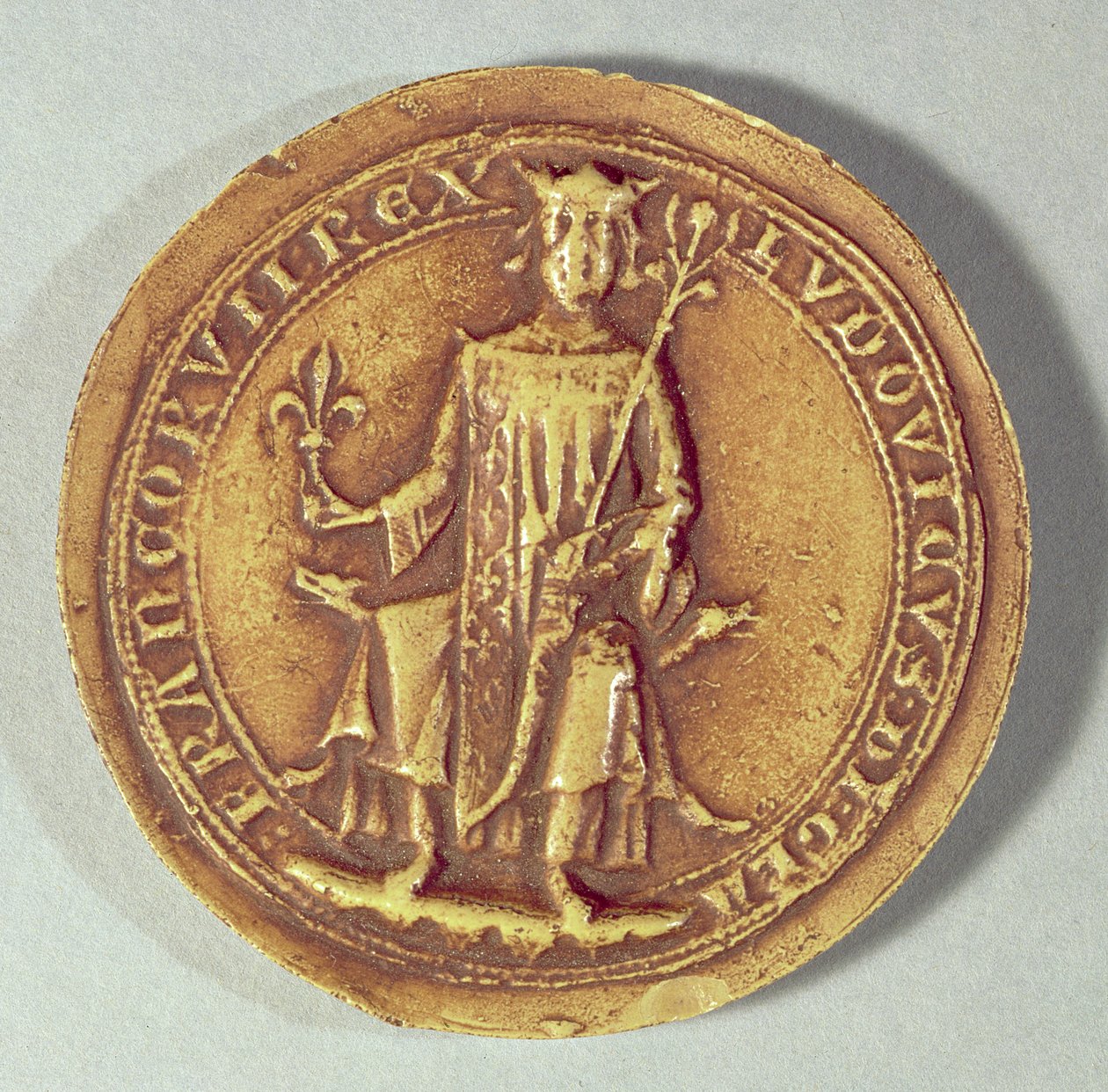 Zegel van St. Louis (1214-70) met een scepter en de fleur de lys, c.1252 door French School