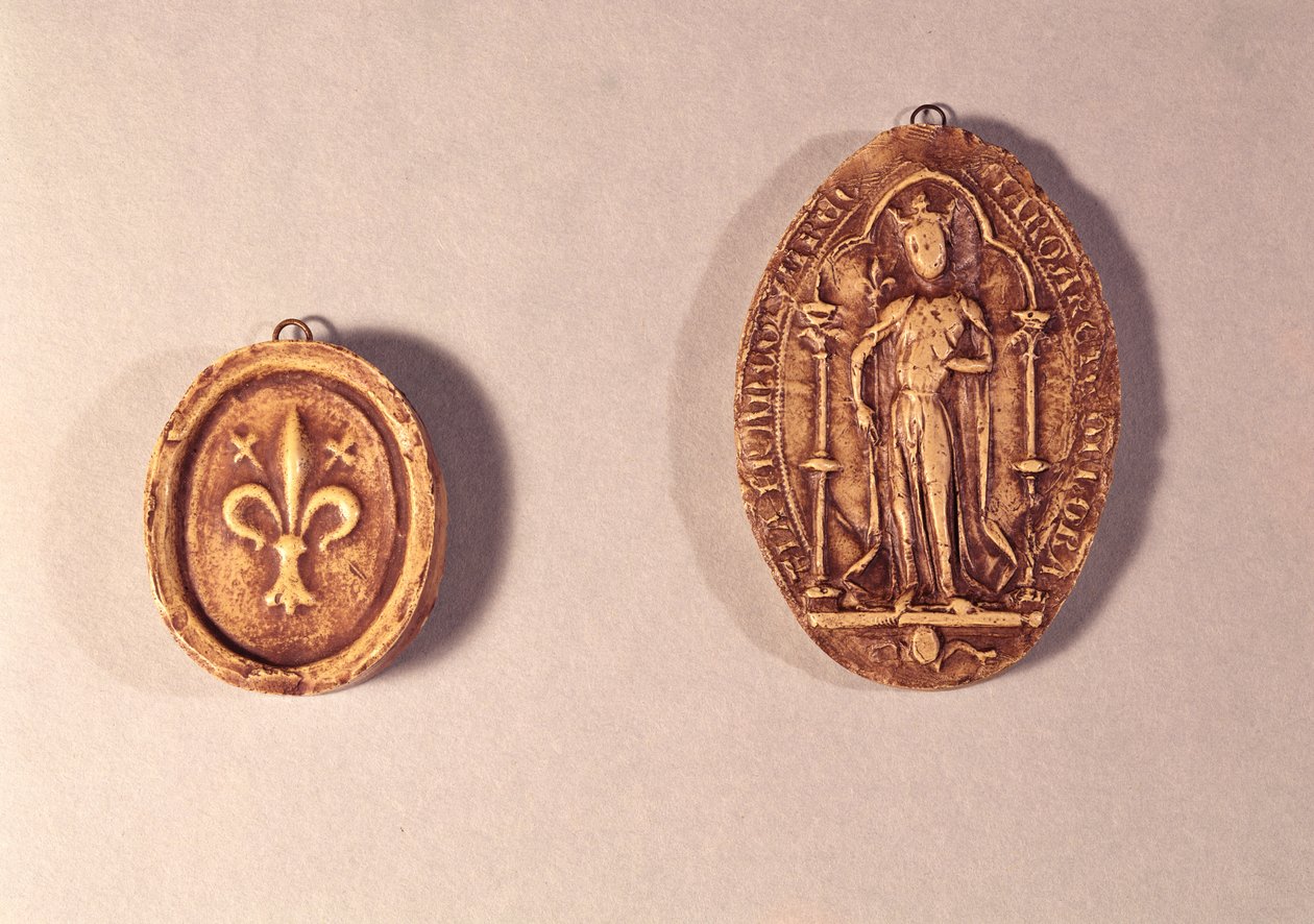 Zegels van Marguerite de Provence (1221-95) 1284 door French School