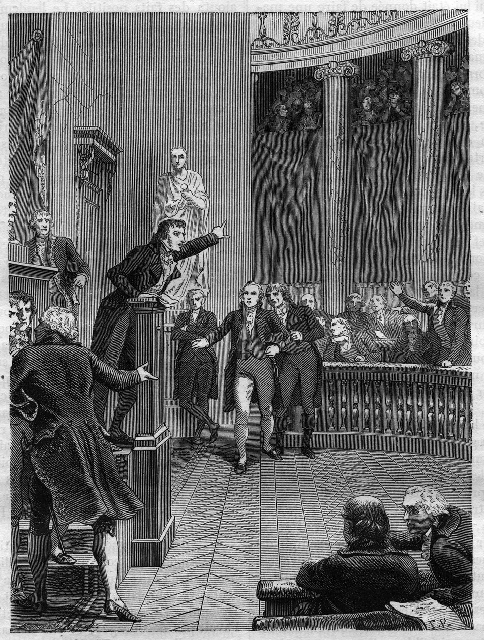 Toespraak van Benjamin Constant (1767-1830) in het Tribunaat, januari 1800 - gravure uit 1865 in 