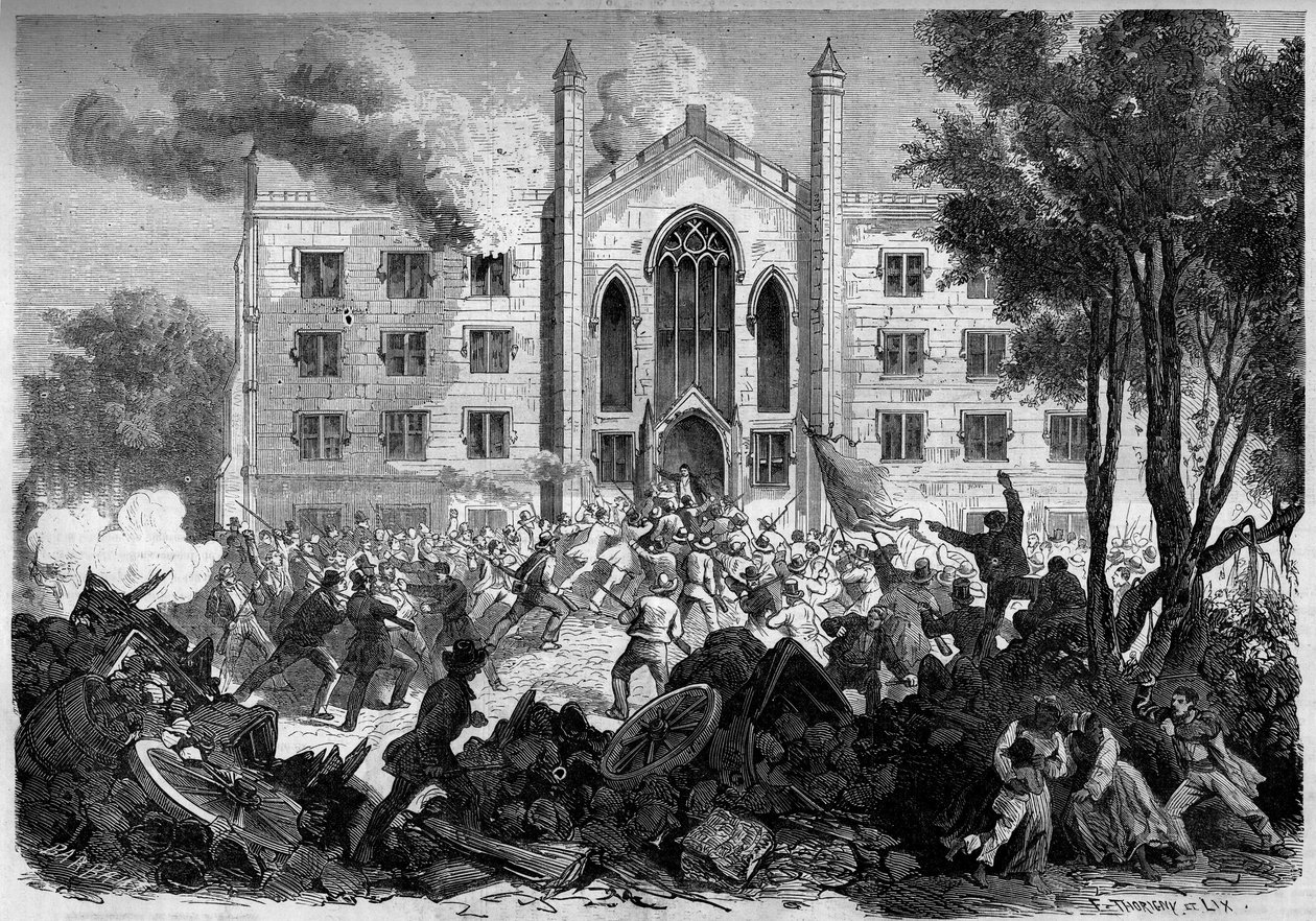 Secessieoorlog of Amerikaanse Burgeroorlog (1861-1865) - New York - juli 1863: verzet tegen dienstplicht, opstanden staken het asiel van de gekleurde wezen in New York City in brand tijdens de 