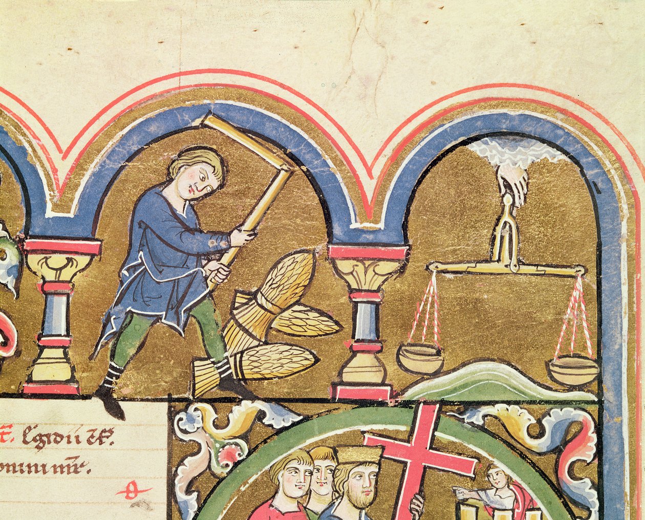 September: Graan dorsen, uit het Psalter van St. Elizabeth door French School