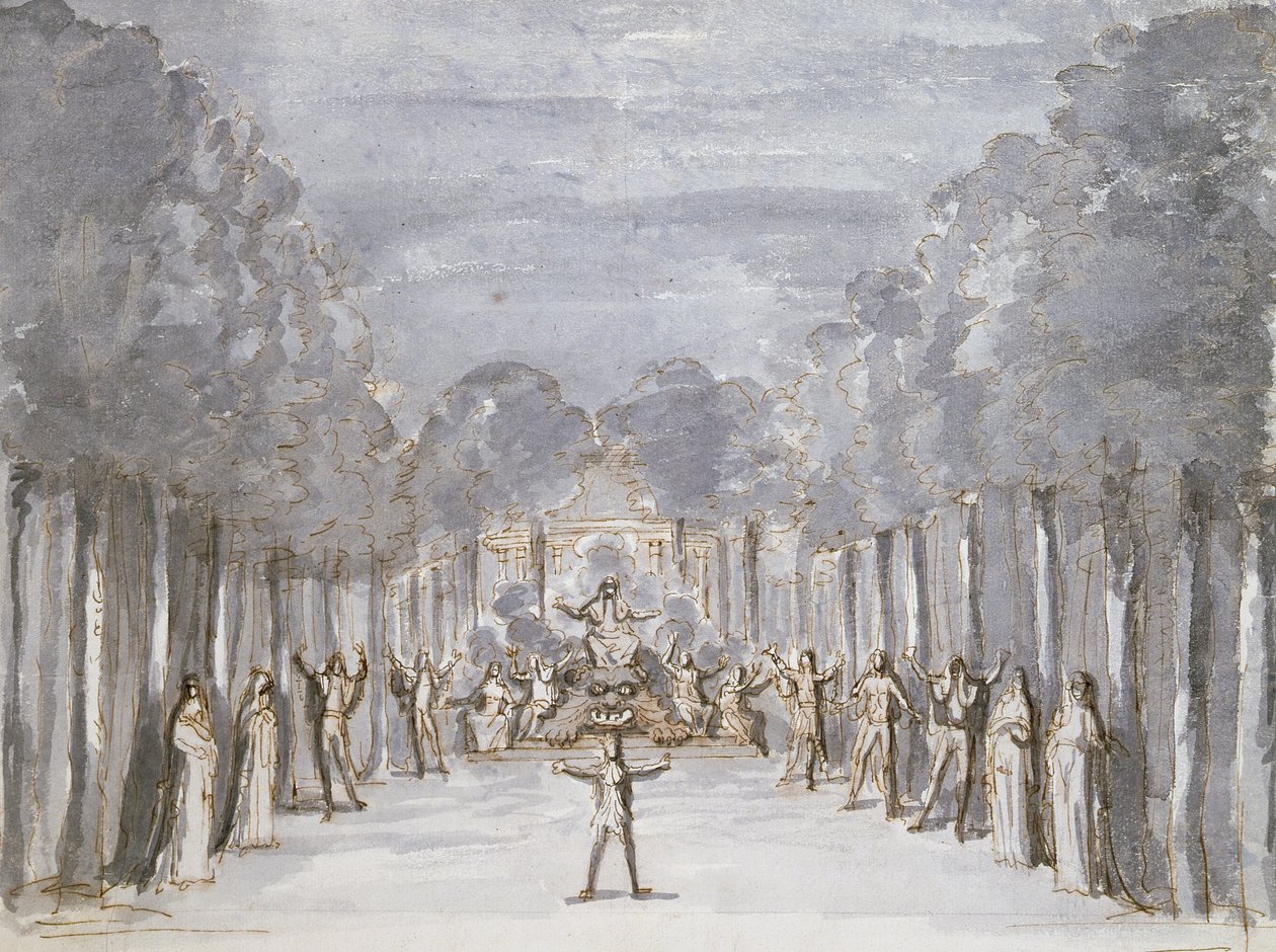 Decorontwerp voor een opera, uit een collectie getiteld Les Menus Plaisirs du Roi door French School