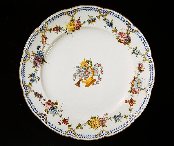 Sevres bord versierd met bladmuziek, 1764 door French School