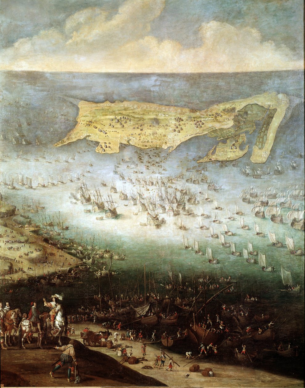 Belegering van de Citadel van Saint Martin op Ile de Re, in 1627 door French School