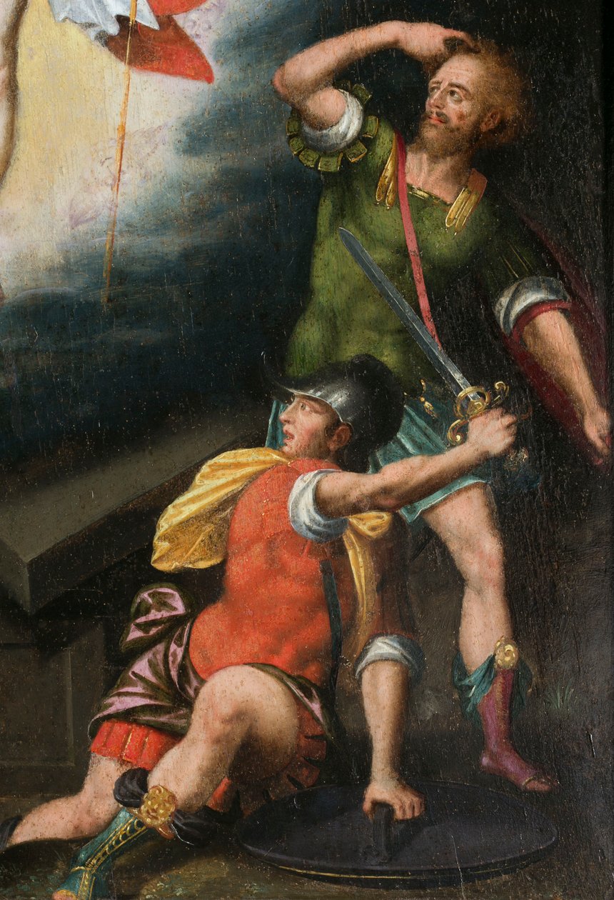 Soldaten tijdens de opstanding, detail (Drieluik van Aubery) door French School