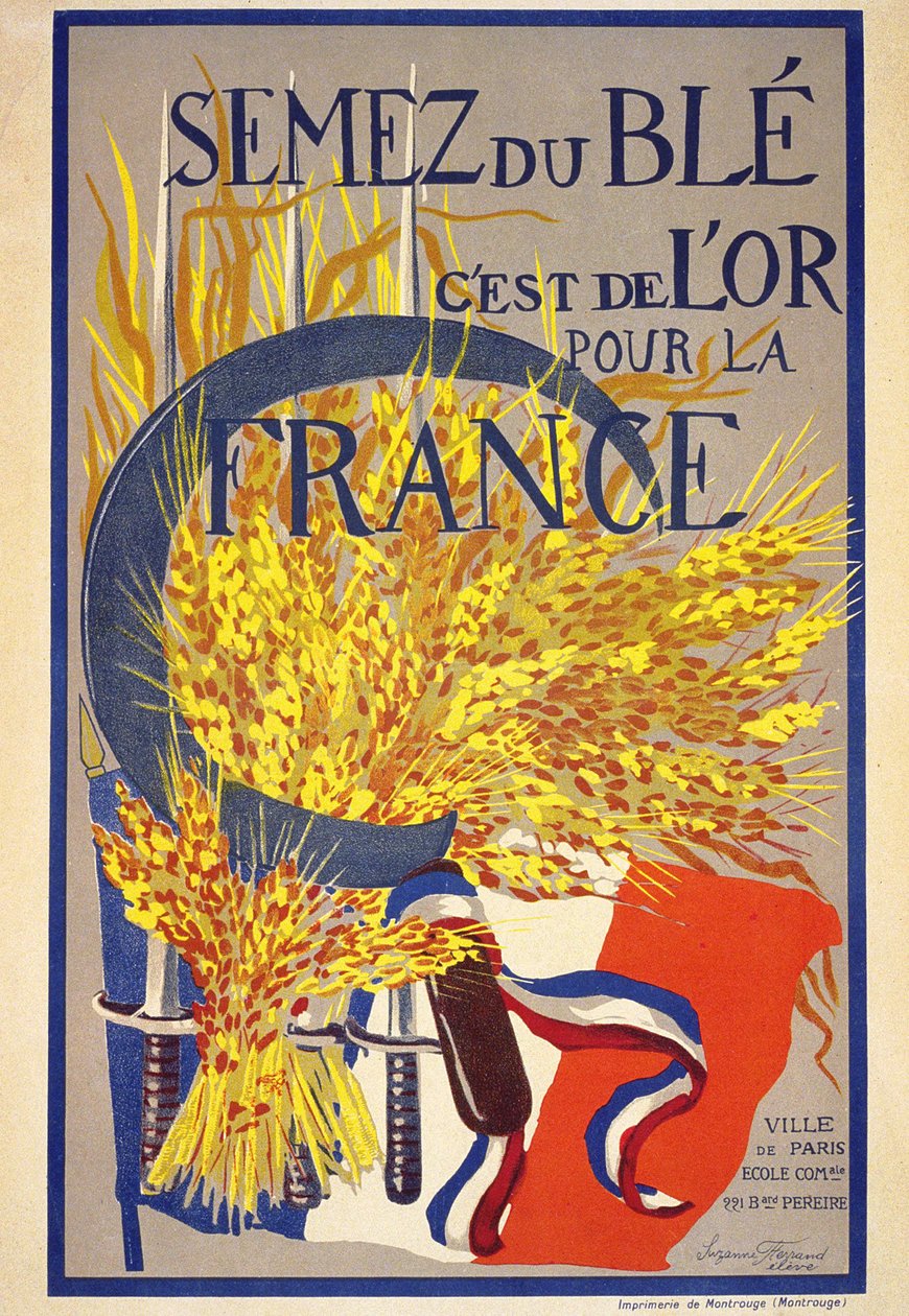 Tarwe zaaien is goud voor Frankrijk - poster door French School