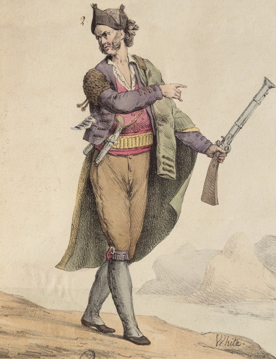 Spaanse smokkelaar uit de omgeving van Cadiz, 1815, gegraveerd door Langlume (19e eeuw) door French School