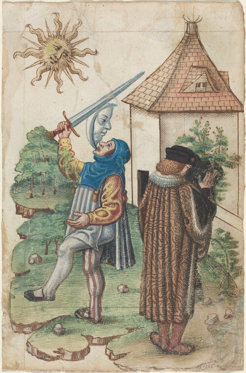 Spreek niet tegen de zon en maak geen water met het gezicht naar de zon [fol. 39 recto], ca. 1512-1515 (aquarel) door French School