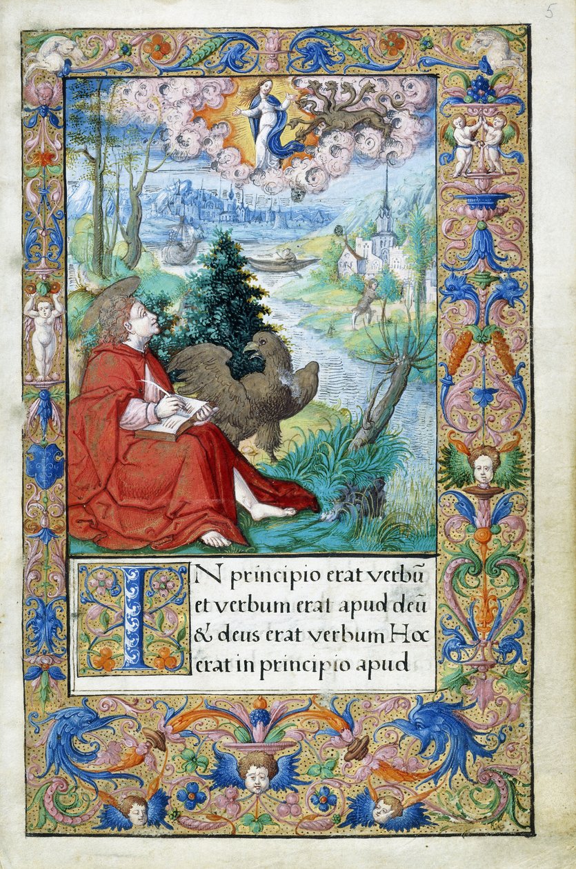 St. Johannes van Patmos, uit een getijdenboek gemaakt voor Francois I, ca. 1532-1540 door French School