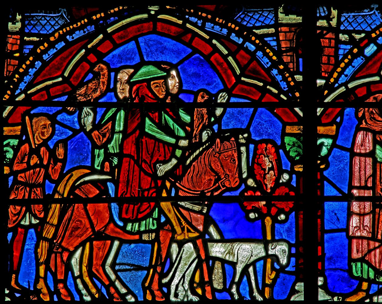 St. Cheron raam: het paard en gevolg van de prins door French School