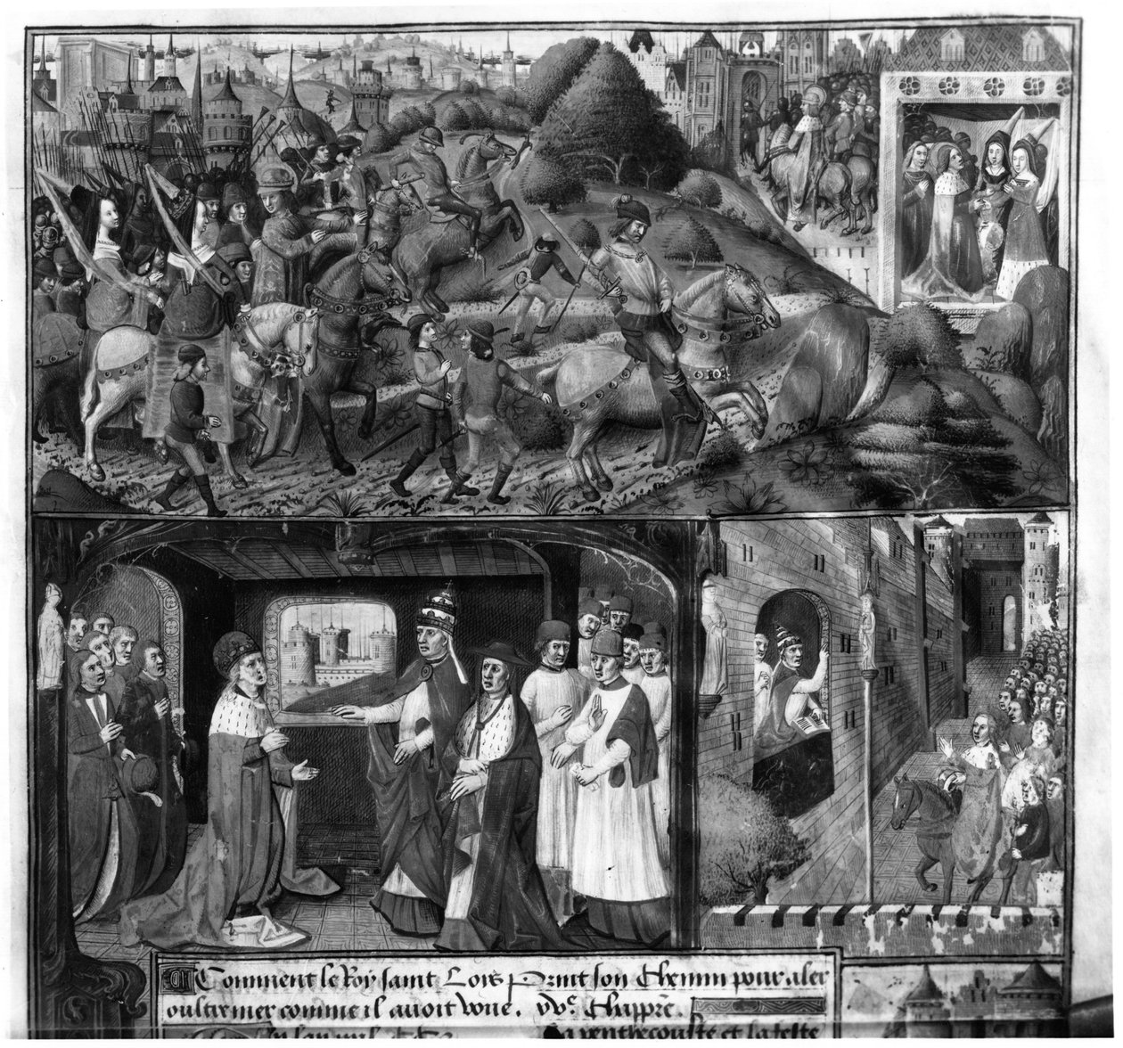 St. Louis (1214-70) vertrekt voor de kruistocht door French School