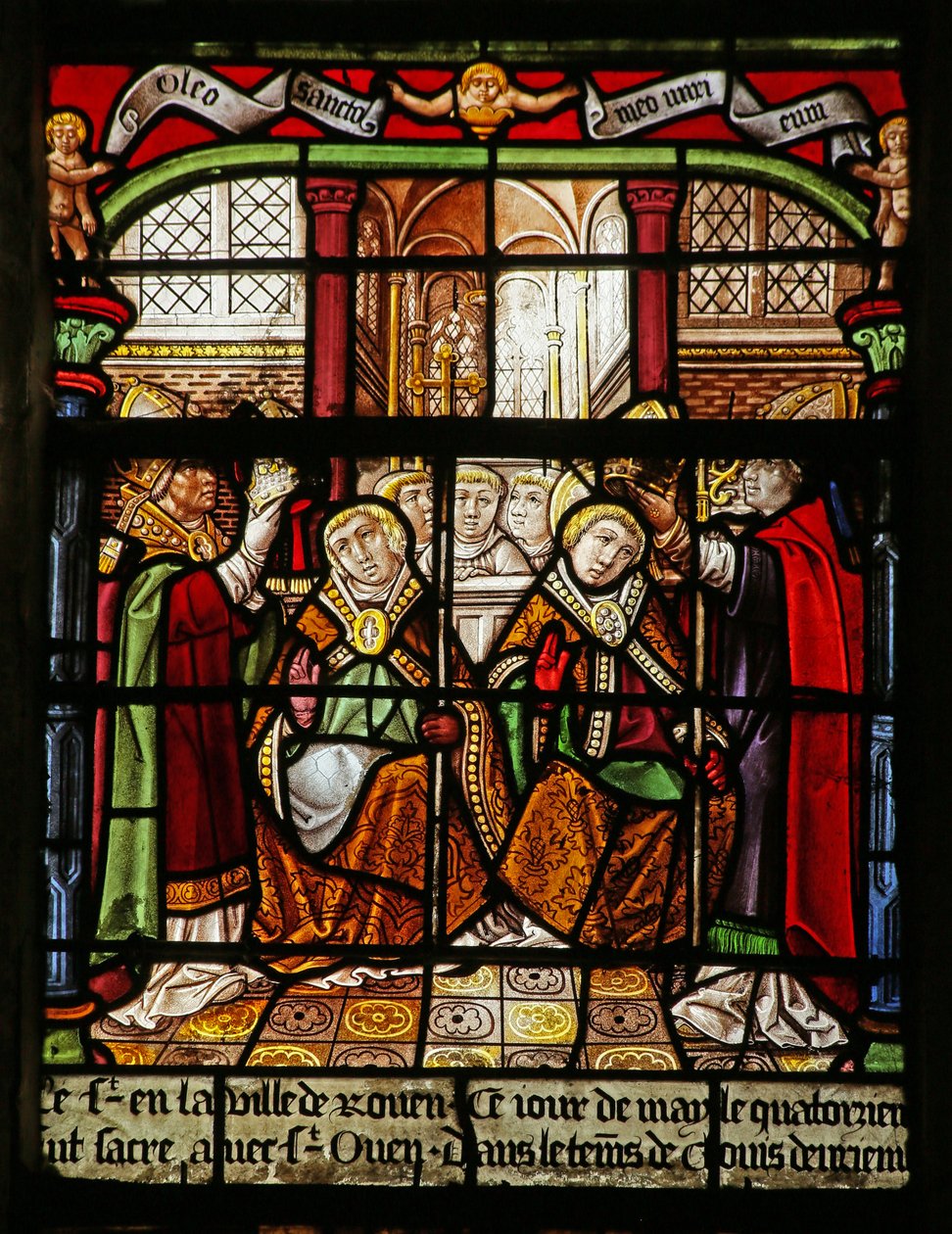 Sint Ouen en Sint Eloi op de troon door French School