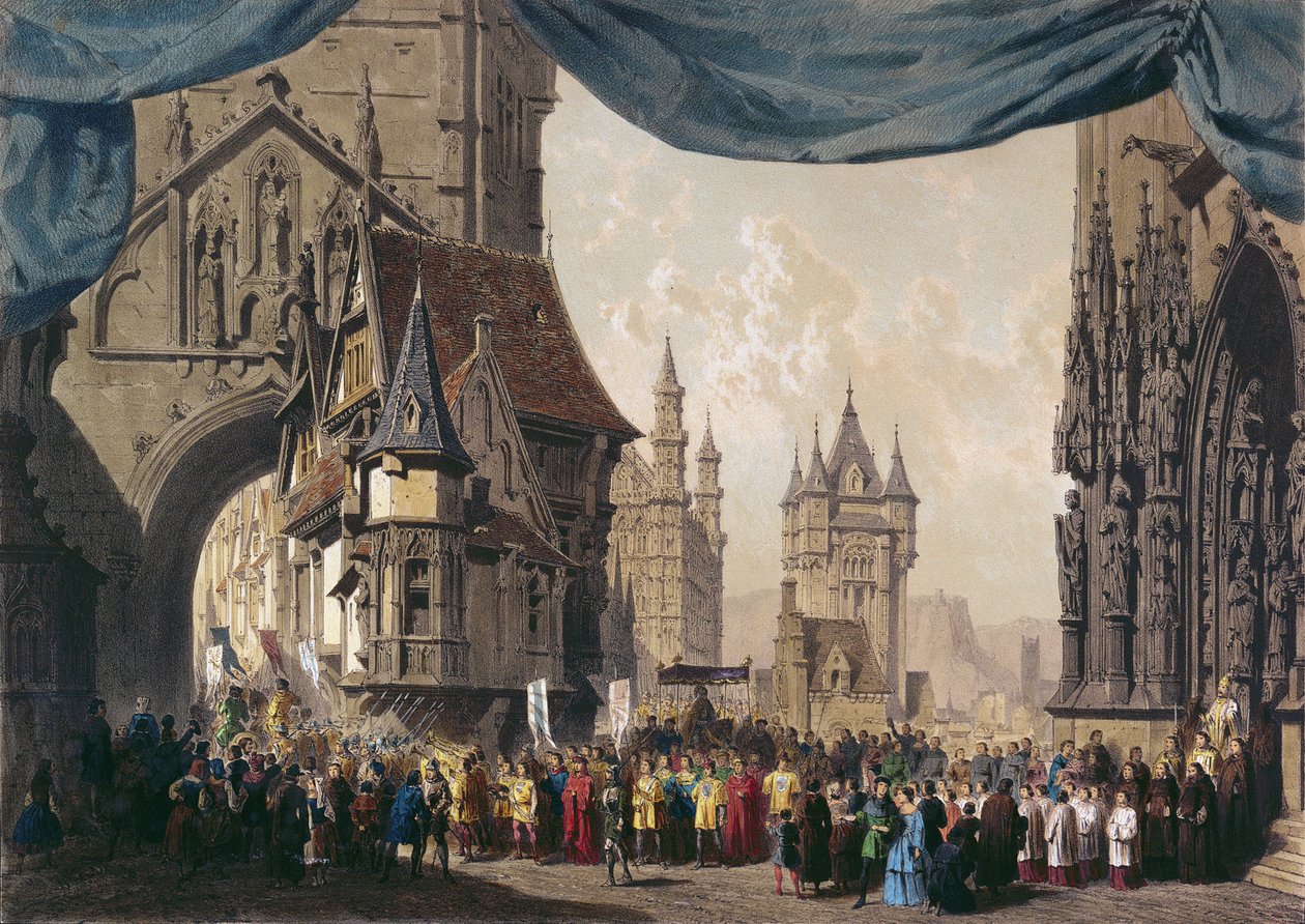 Decorontwerp voor Act I van La Juive, voor het eerst uitgevoerd in de Parijse Opera op 23 februari 1835 door French School