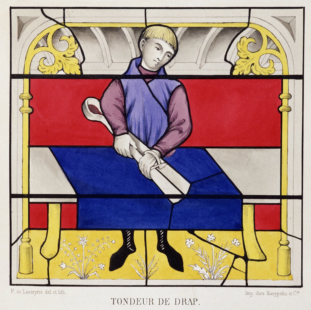 Glas-in-loodraam dat een Veld van Lakens Toont, Kerk van Onze Lieve Vrouw van Semur door French School