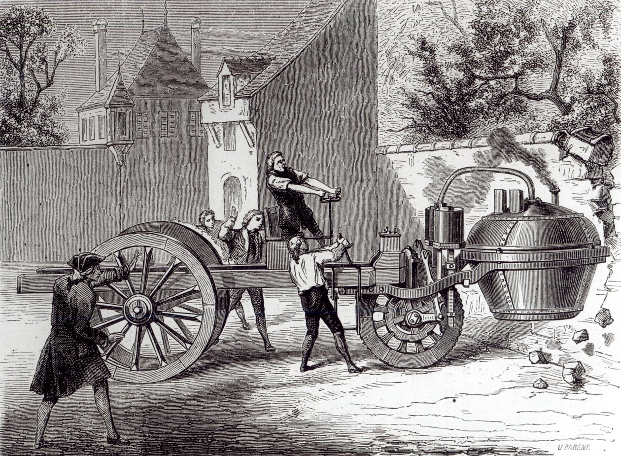 Stoomauto uitgevonden door Nicolas Joseph Cugnot (1725-1804) in 1771, 1886 door French School