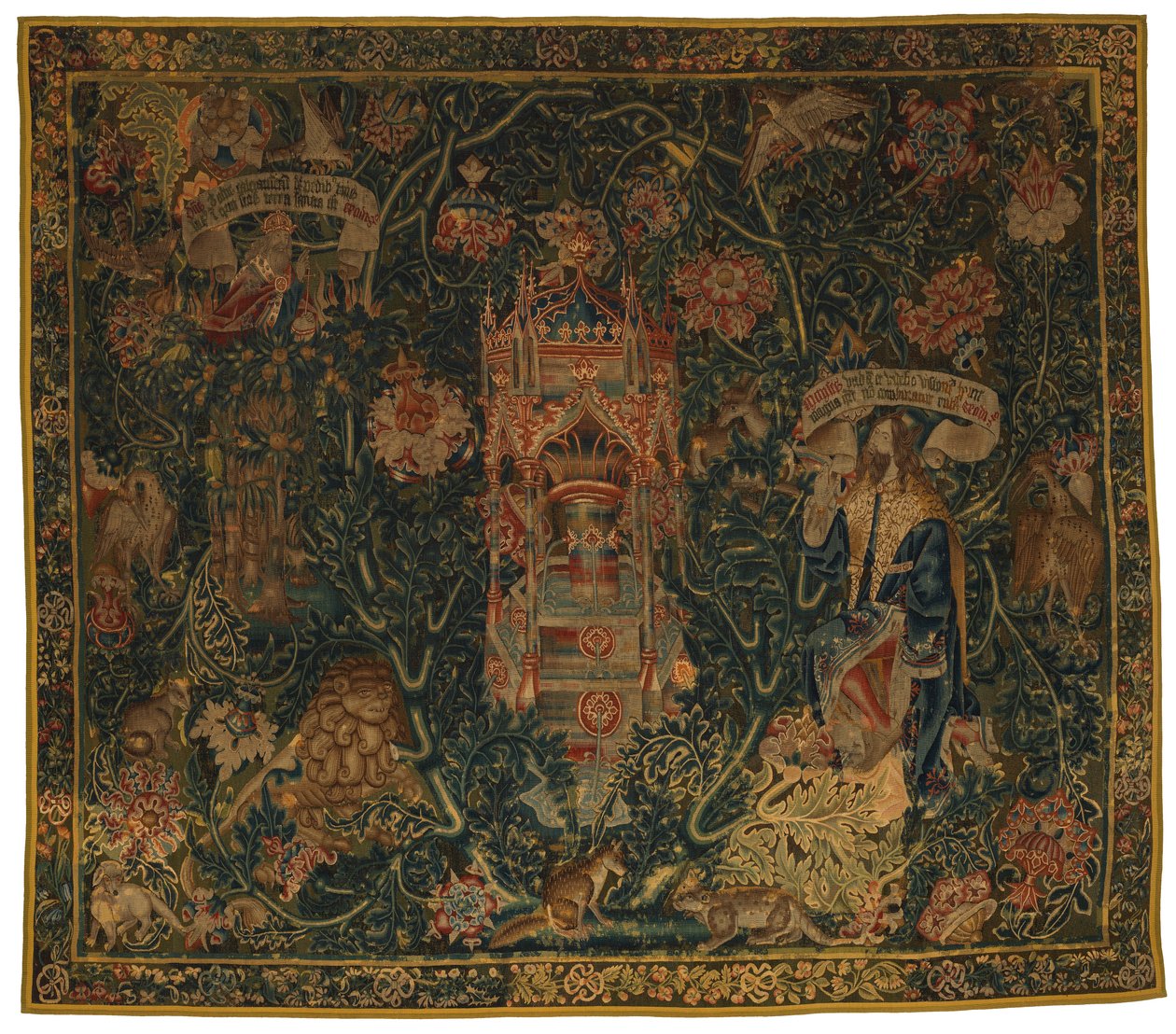 Wandtapijt, God de Vader Verschijnt aan Mozes (een van een set van zes Sibyllen bestaande uit 46.134 tot 46.139) genaamd 