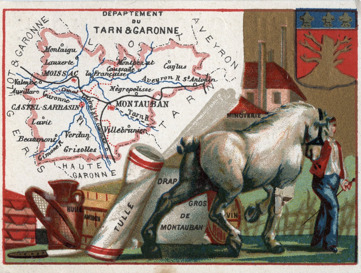 Lokale specialiteit: olie, zetmeel, tule, groothandel Montauban laken, wijn en meelmolen. Serie over de Franse departementen door French School