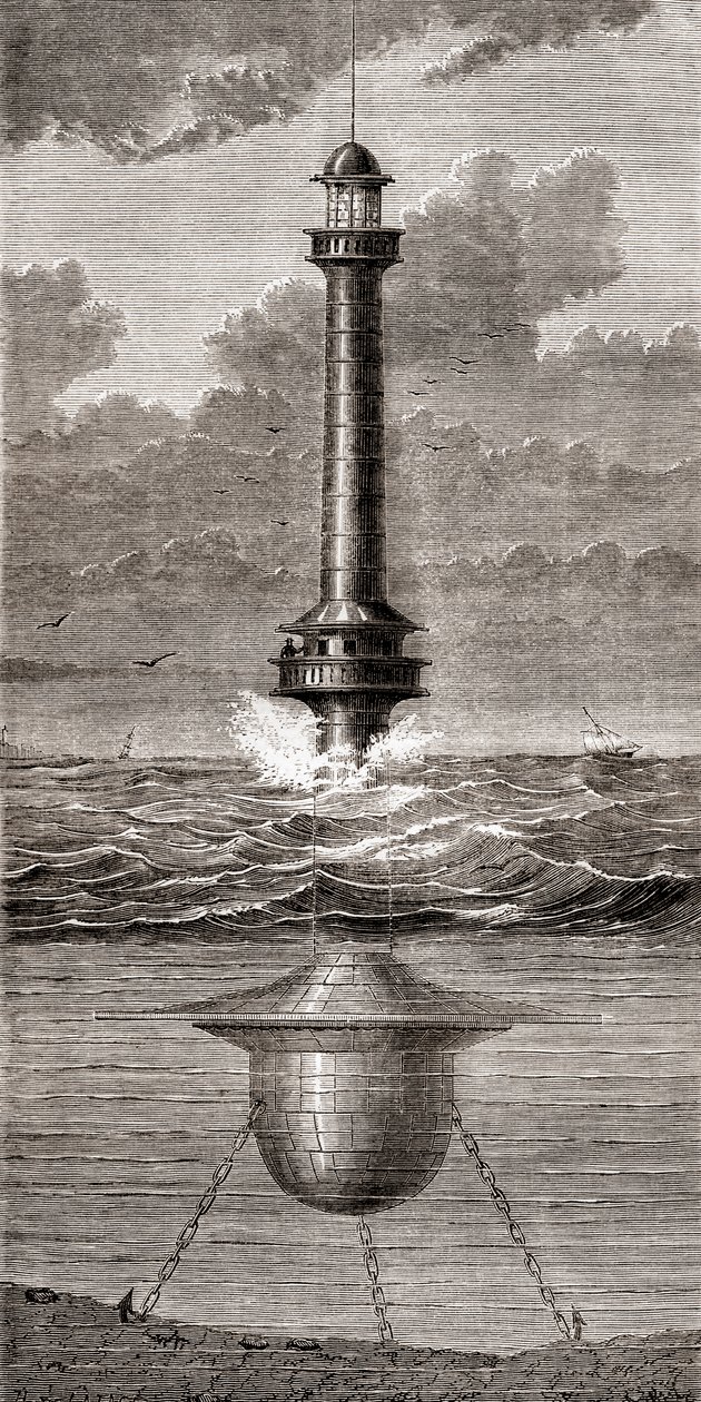 De 19e-eeuwse drijvende vuurtoren geplaatst bij de ingang van de haven van Liverpool, Engeland, uit 