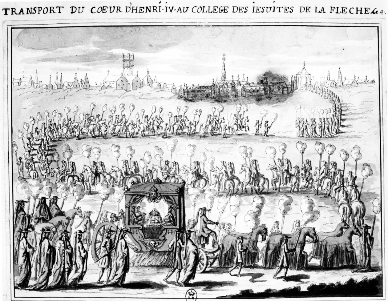 De aankomst van het hart van Henri IV op het College van La Flèche op 4 juni 1610 door French School