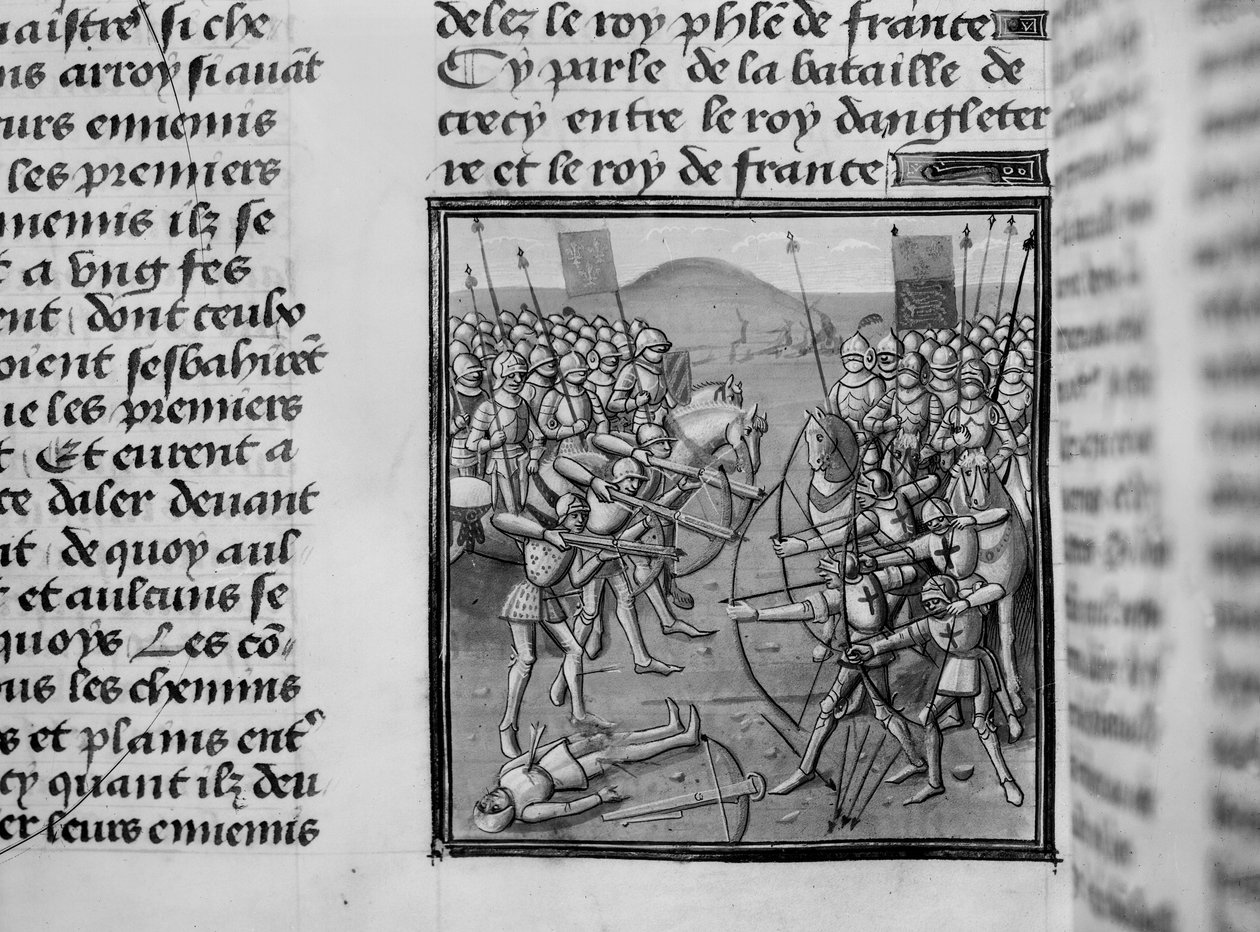 De slag bij Crecy in 1346 uit Froissarts Kronieken door French School