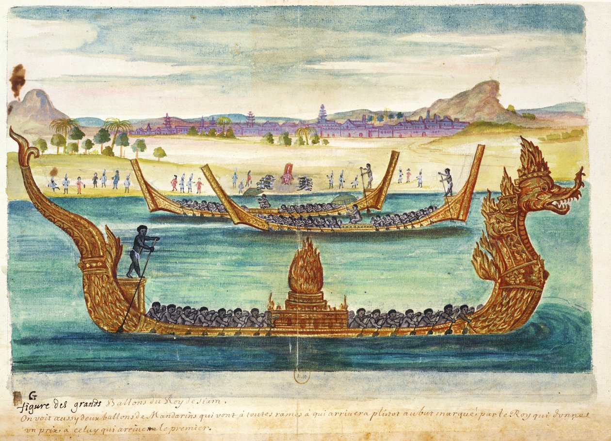 De boten van de koning van Siam, uit een verslag van de Jezuïeten in Siam, 1688 door French School