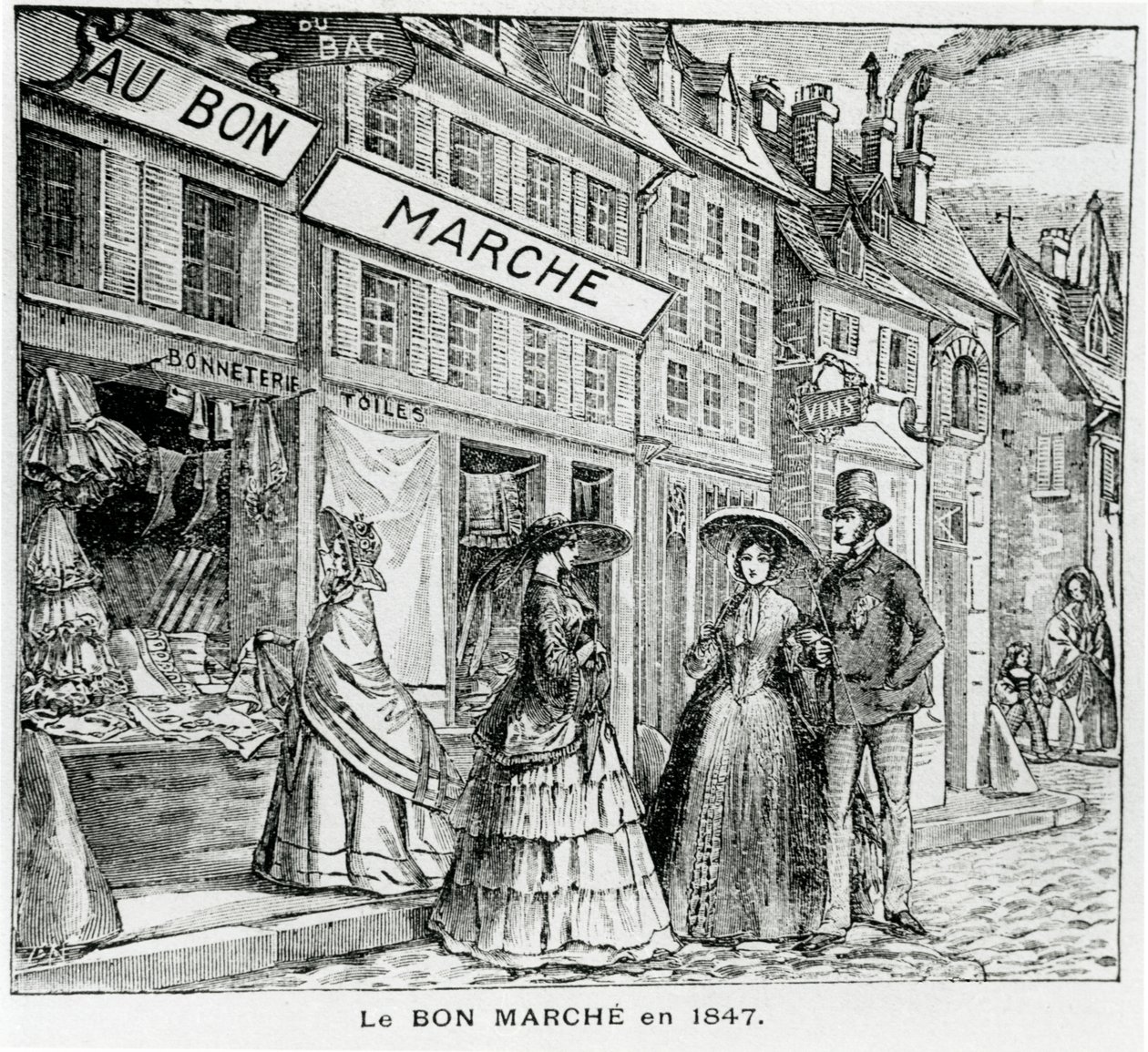 De Bon Marché winkel in de rue du Bac, Parijs in 1847 door French School