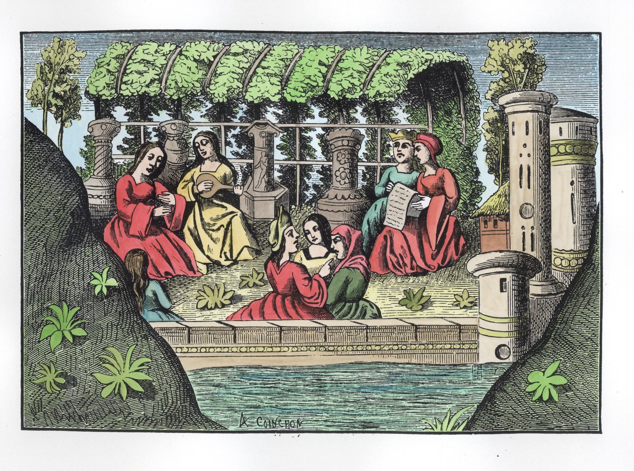 Het kasteel van Alamond en zijn betoveringen, uit De reizen van Marco Polo, gekopieerd door Albert Coinchon (d.1871) van het originele manuscript door French School
