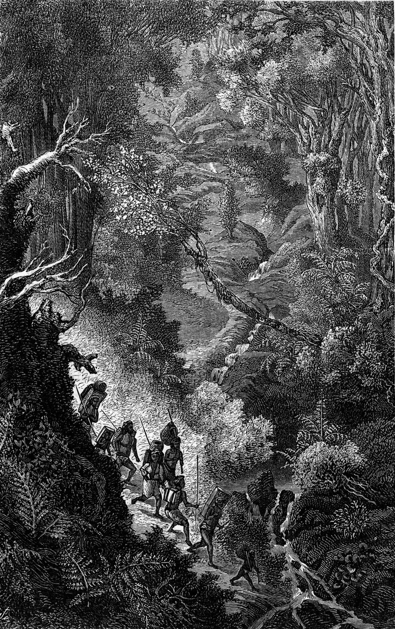 Het Chinese Rijk: de grensroute tussen Yunnan en Tonkin. Gravure in 