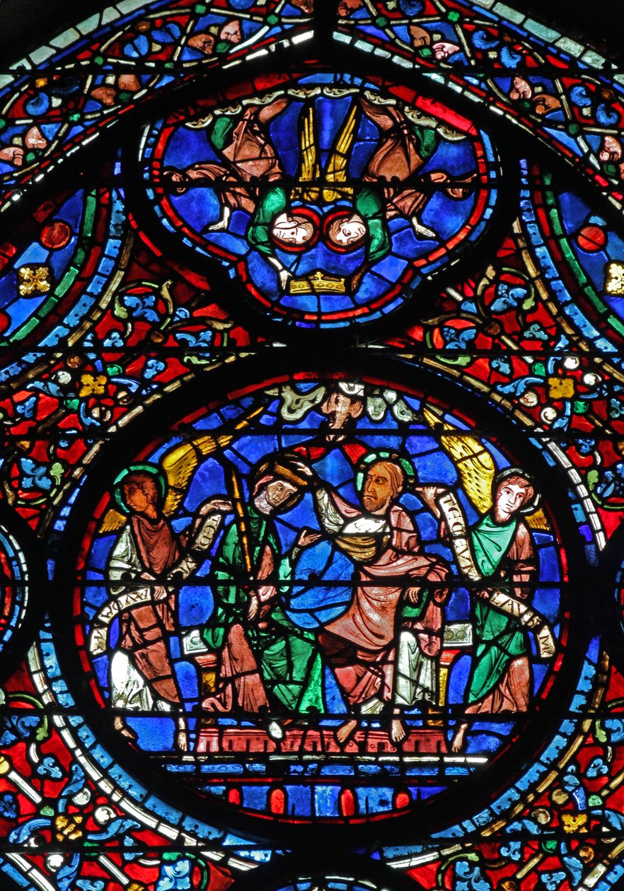De Kroning van de Maagd met de engelen die de kroon brengen door French School