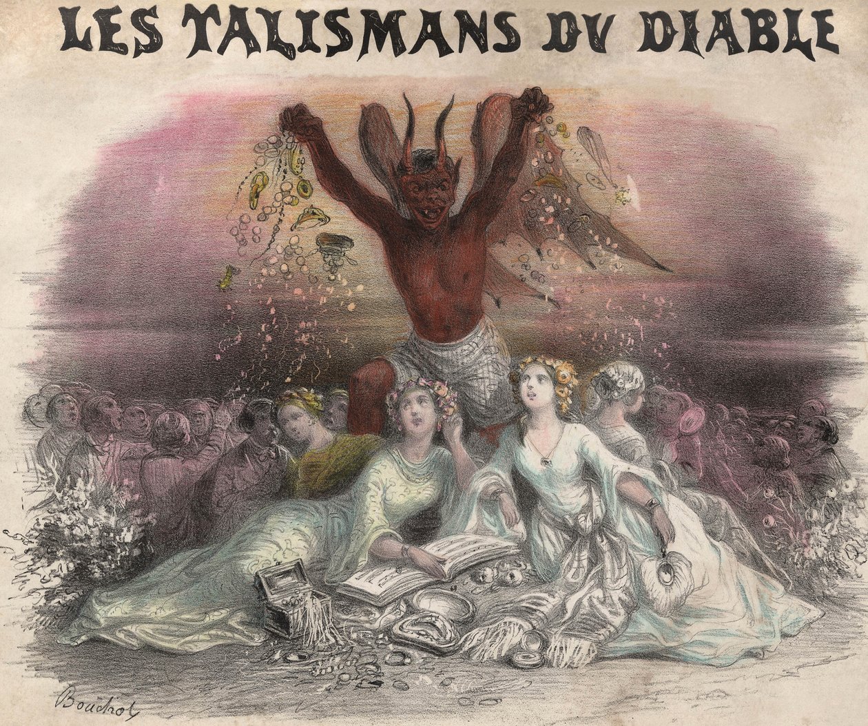 De talismans van de duivel, lied voor quadrille. Lithografie door French School