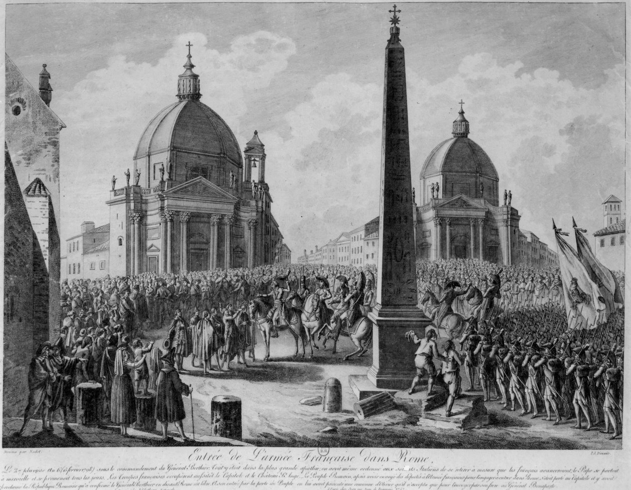 De intocht van het Franse leger in Rome onder leiding van maarschalk Berthier, 15 februari 1798 door French School