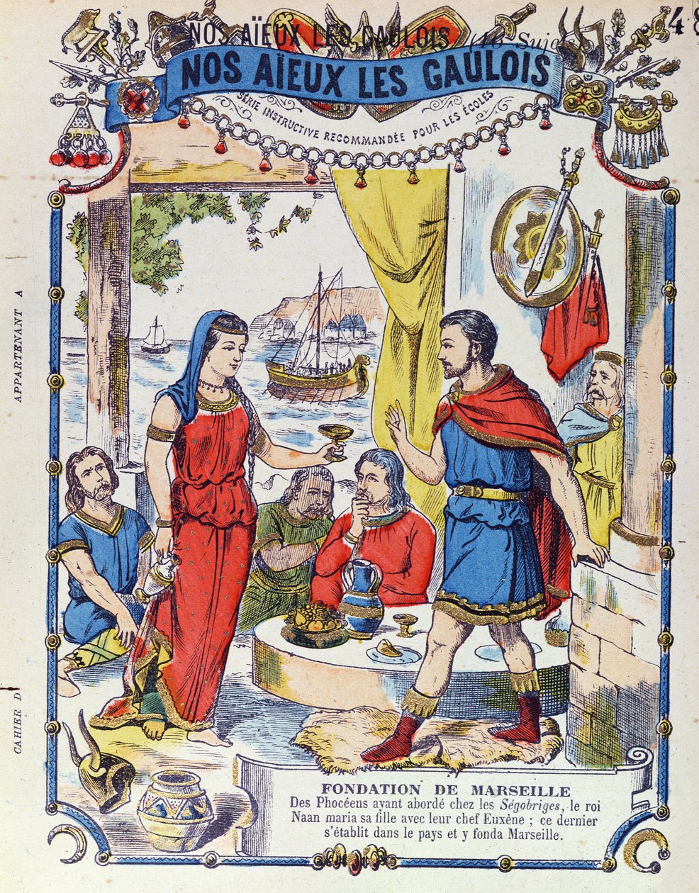 De stichting van Marseille in 600 v.Chr., uit Nos Aieux les Gaulois door French School