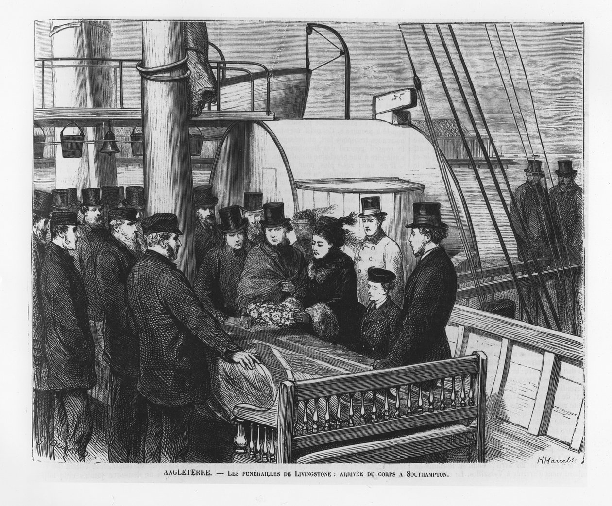 De Begrafenis van David Livingstone: Aankomst van zijn lijk in Southampton door French School