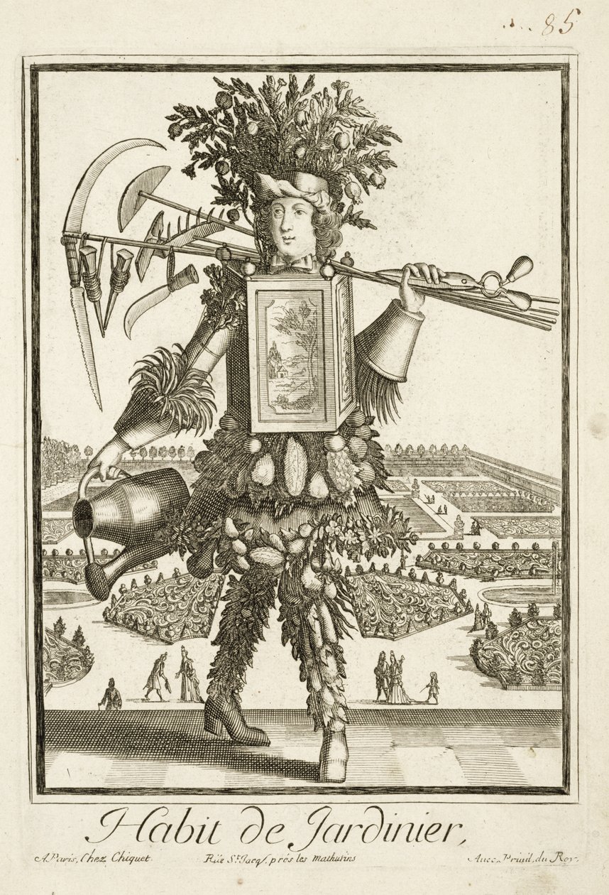 Het Kostuum van de Tuinier, illustratie uit het Dictionnaire des Sciences door Denis Diderot, gepubliceerd c.1770 door French School