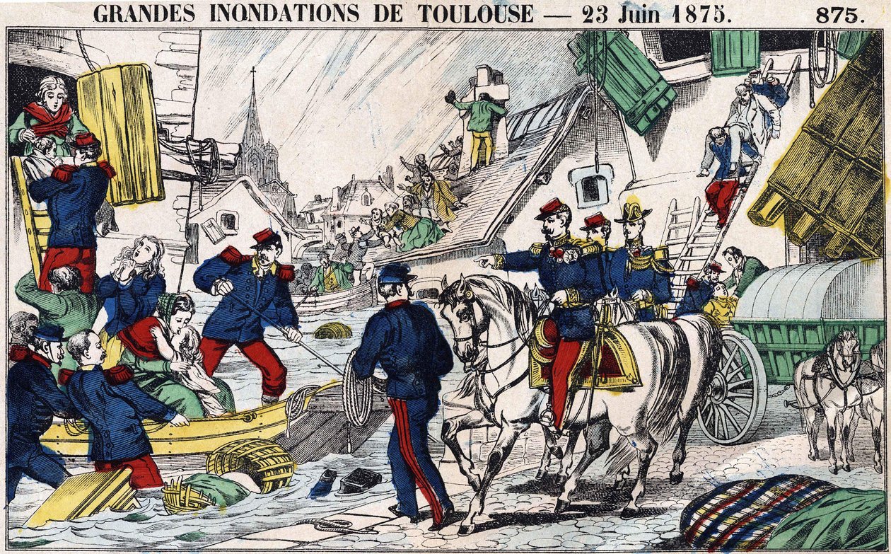 De grote overstromingen van Toulouse op 23 juni door French School
