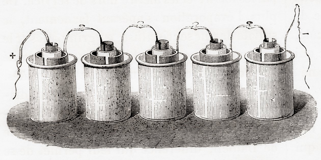 De Grove-cel, uit Les Merveilles de la Science, pub.1870 door French School