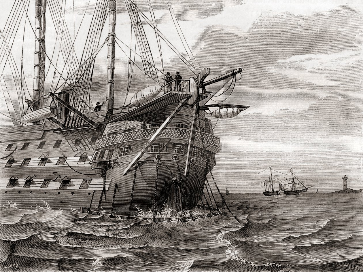 De HMS Agamemnon legt de trans-Atlantische telegraafkabel, 2 augustus door French School