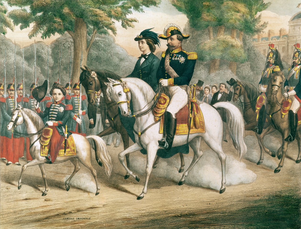 De keizerlijke familie te paard door French School