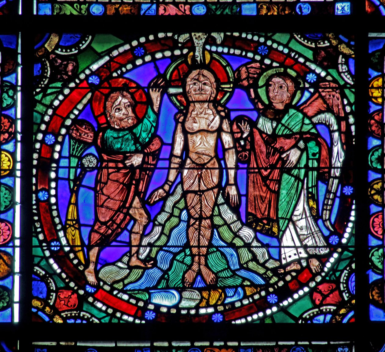 Het Leven van Christus-raam: Doop in de Jordaan door French School