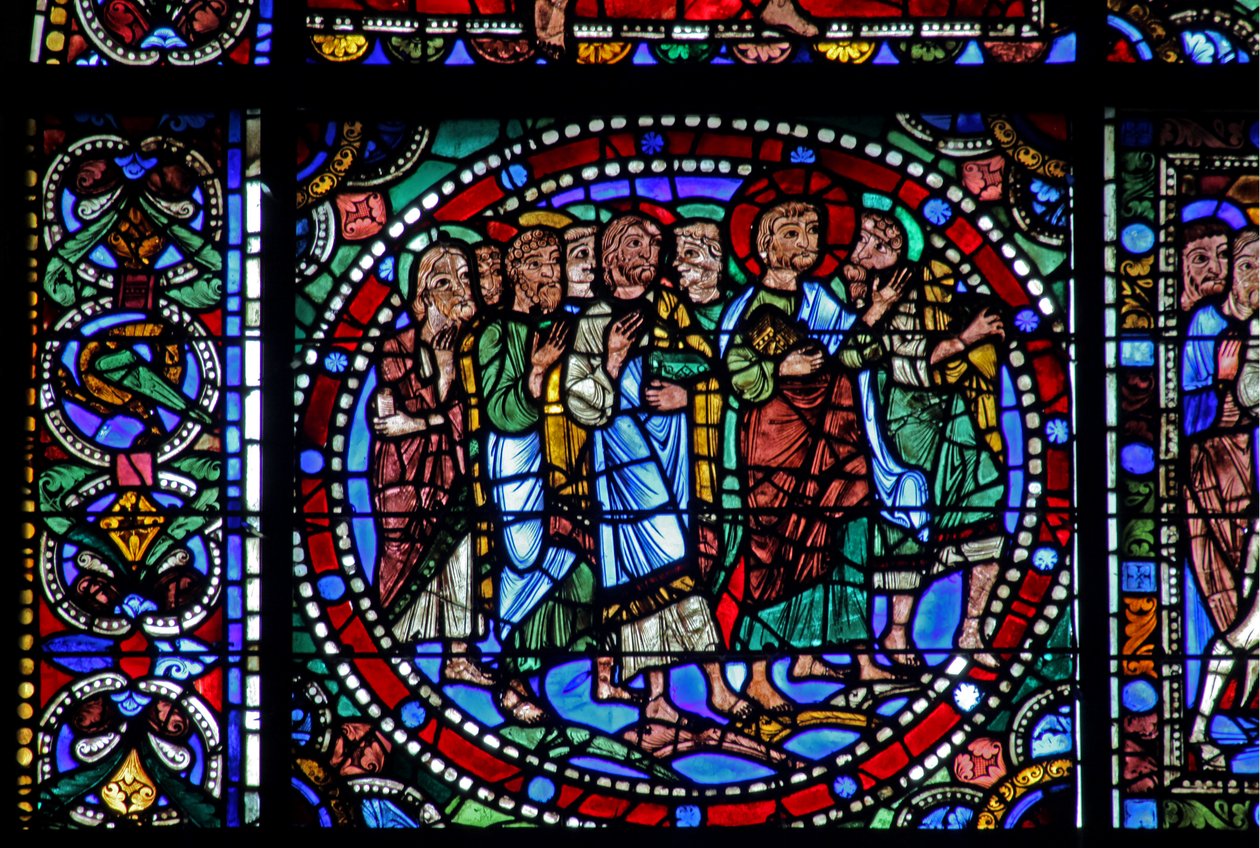 Het Leven van Christus-raam: De Intocht in Jeruzalem door French School