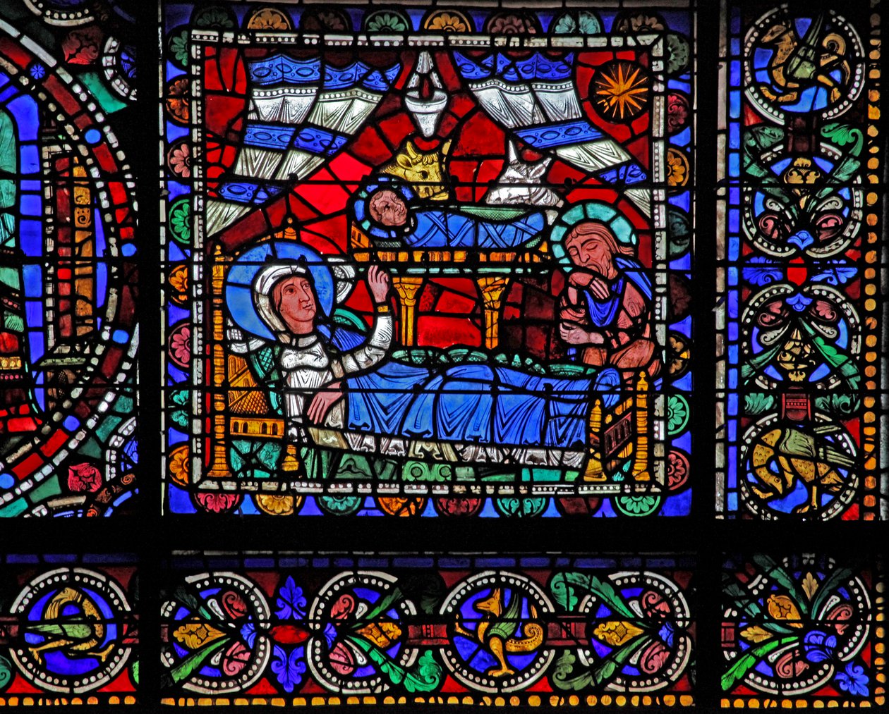 Het Leven van Christus-raam: De Geboorte door French School