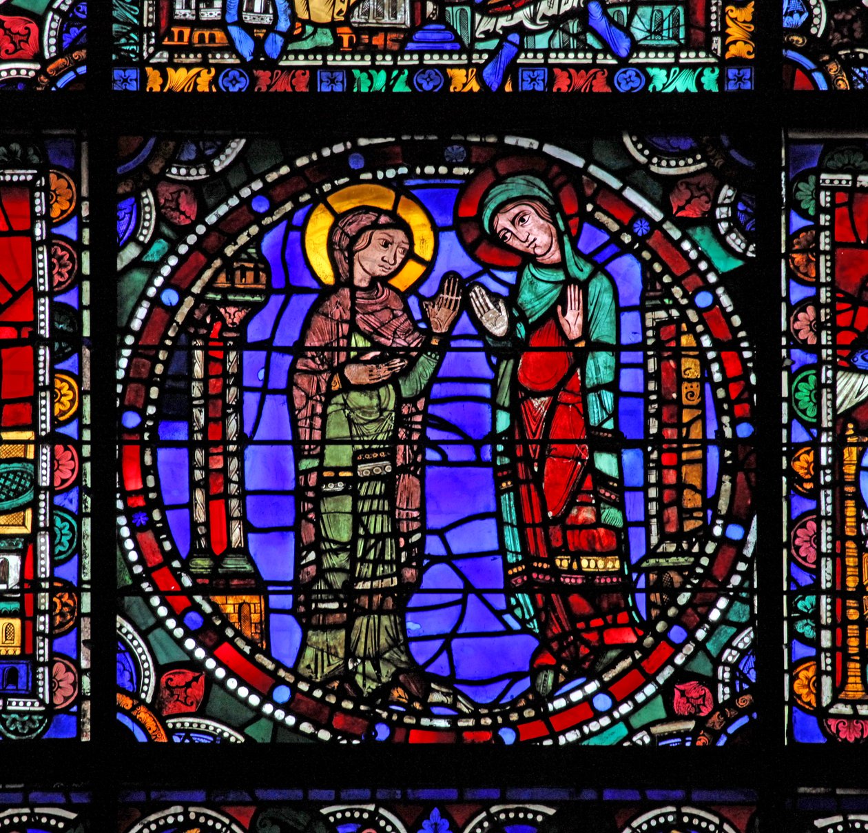 Het Leven van Christus-raam: De Maagd Maria - Bezoek door French School