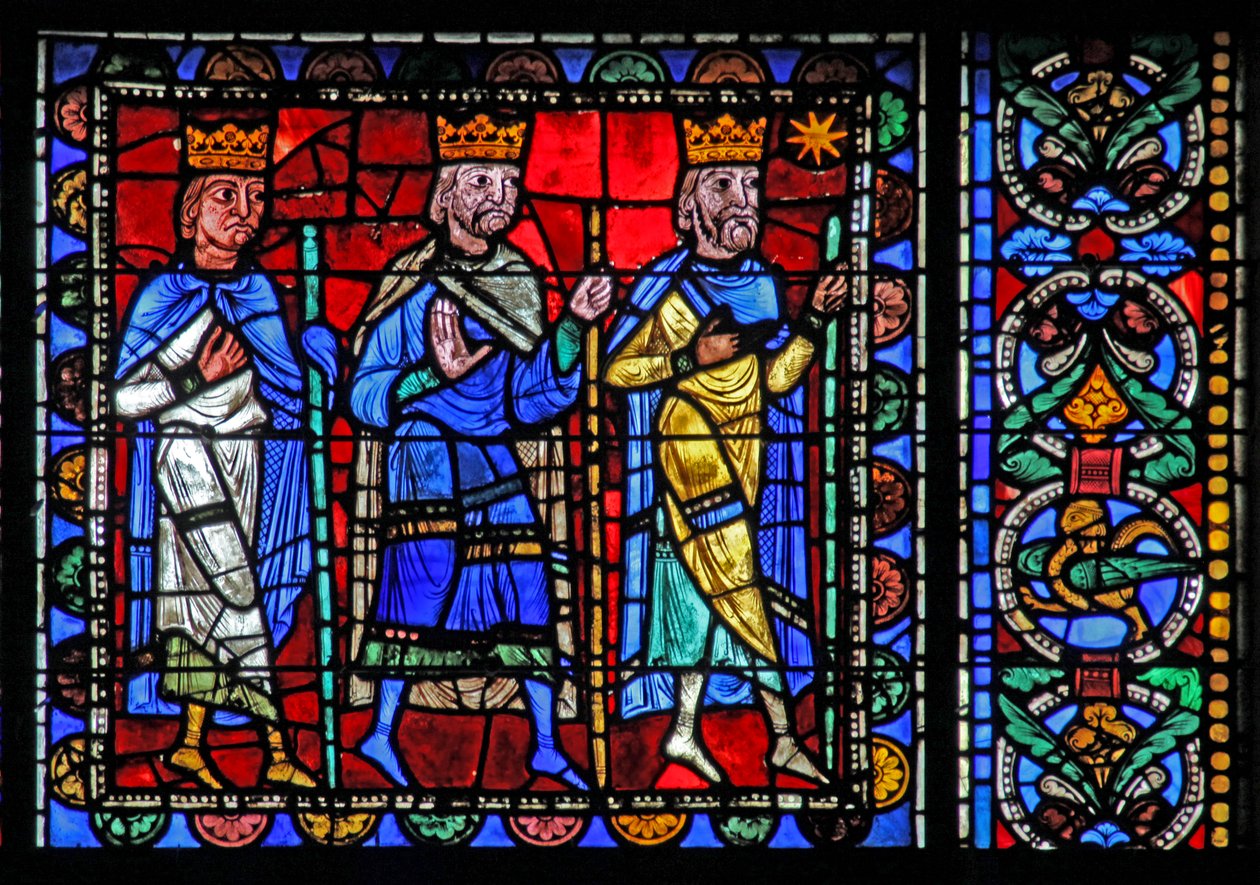 Het leven van Christus raam: de wijzen vertrekken door French School