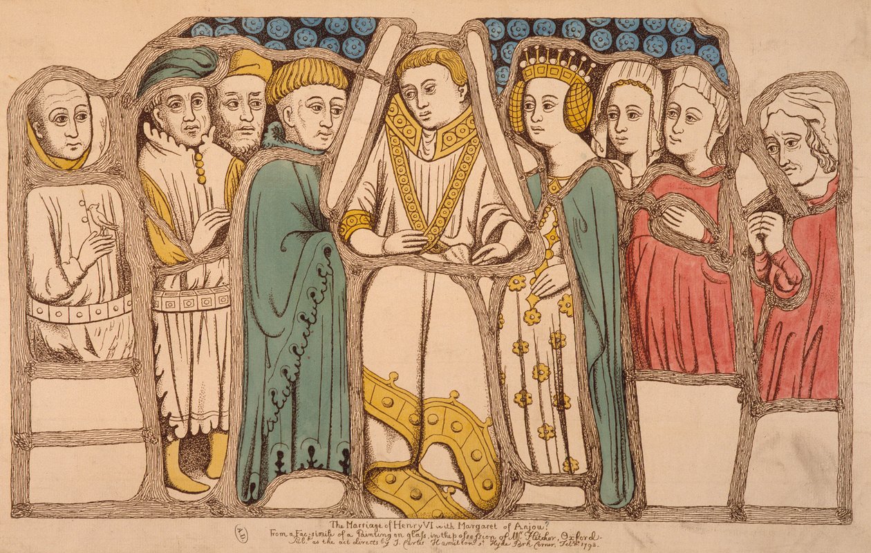 Het huwelijk van Hendrik VI van Engeland en Margaretha van Anjou in 1445 door French School