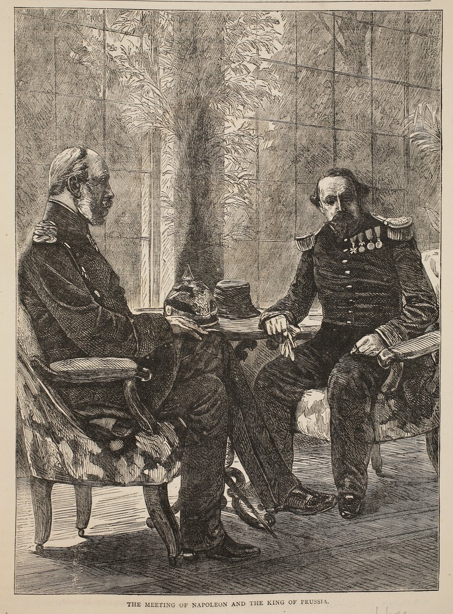 De ontmoeting van Napoleon en de koning van Pruisen, september 1870, illustratie uit Cassells Geschiedenis van de Oorlog tussen Frankrijk en Duitsland, 1870-1871 door French School